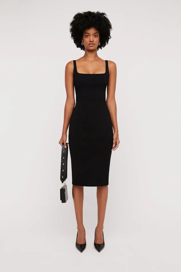 Skirts Scanlan Theodore Women CREPE KNIT SLIT BACK SKIRT BLACK