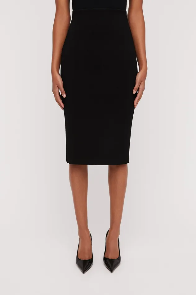 Skirts Scanlan Theodore Women CREPE KNIT SLIT BACK SKIRT BLACK