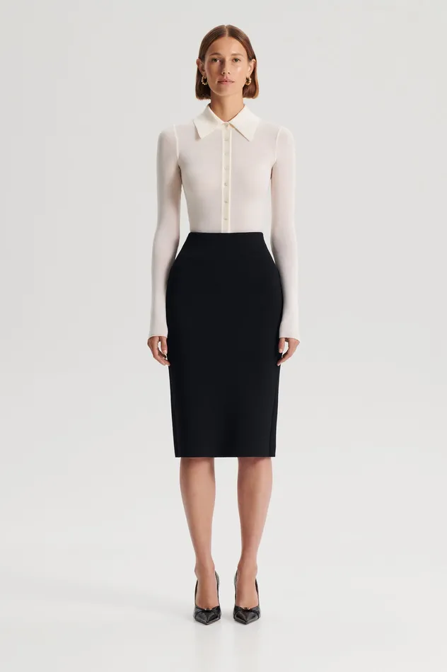 Skirts Women Scanlan Theodore CREPE KNIT PENCIL SKIRT BLACK