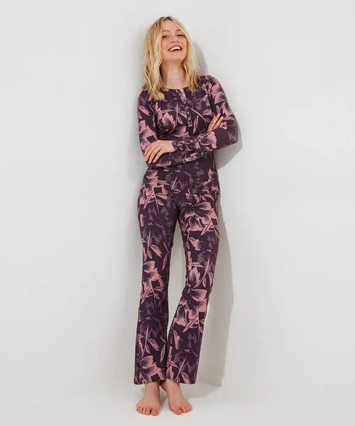 Sloe Joes Floral Flared Trouser Purple Apparel Jeans and Trousers Joebrowns