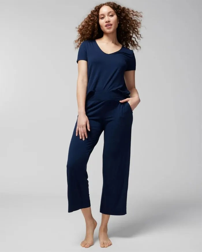 Soma Cool Nights Cropped Pajama Pants Nightfall Navy Women Matching Sets and Separates