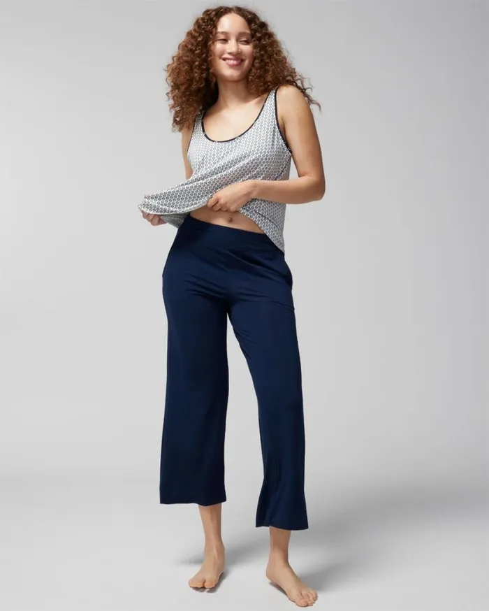 Soma Cool Nights Cropped Pajama Pants Nightfall Navy Women Matching Sets and Separates