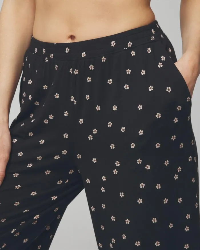 Soma Cool Nights Cropped Pants Plumeria Dot Black Women Matching Sets and Separates