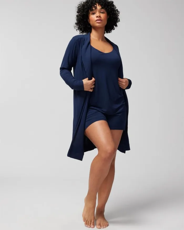 Soma Cool Nights Short Robe Nightfall Navy Women Matching Sets and Separates