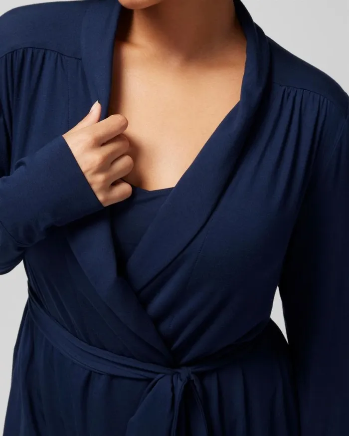 Soma Cool Nights Short Robe Nightfall Navy Women Matching Sets and Separates