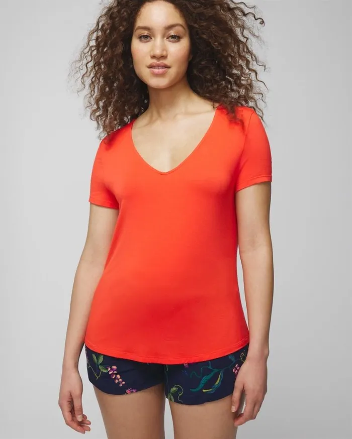 Soma Cool Nights Short Sleeve Tee Pretty Pink Women Matching Sets and Separates