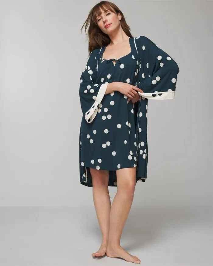 Soma Cool Nights TieFront Chemise Ornamental Paisley Blue Women Matching Sets and Separates