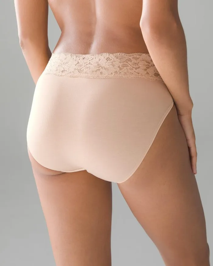 Soma Embraceable Super Soft Signature Lace HighLeg Brief Pale Sand Women Panties