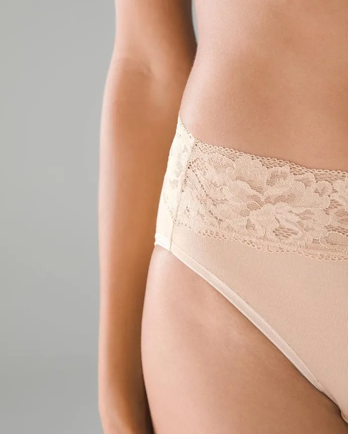 Soma Embraceable Super Soft Signature Lace HighLeg Brief Pale Sand Women Panties