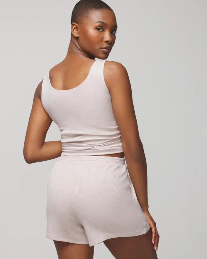 Soma Lightweight Rib Knit Shorts Heather Opal Gray Women Matching Sets and Separates