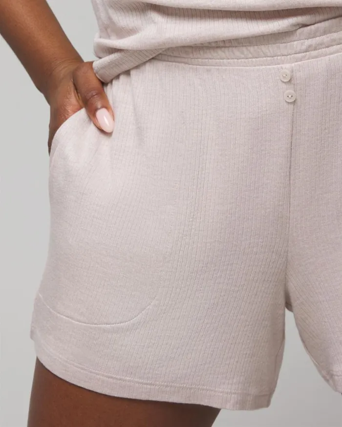 Soma Lightweight Rib Knit Shorts Heather Opal Gray Women Matching Sets and Separates