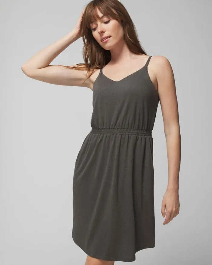 Soma Linen Jersey Mini Bra Dress Dark Gray Olive Women Short Dresses