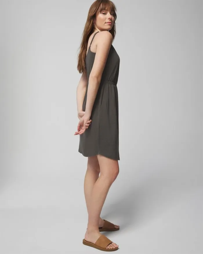 Soma Linen Jersey Mini Bra Dress Dark Gray Olive Women Short Dresses