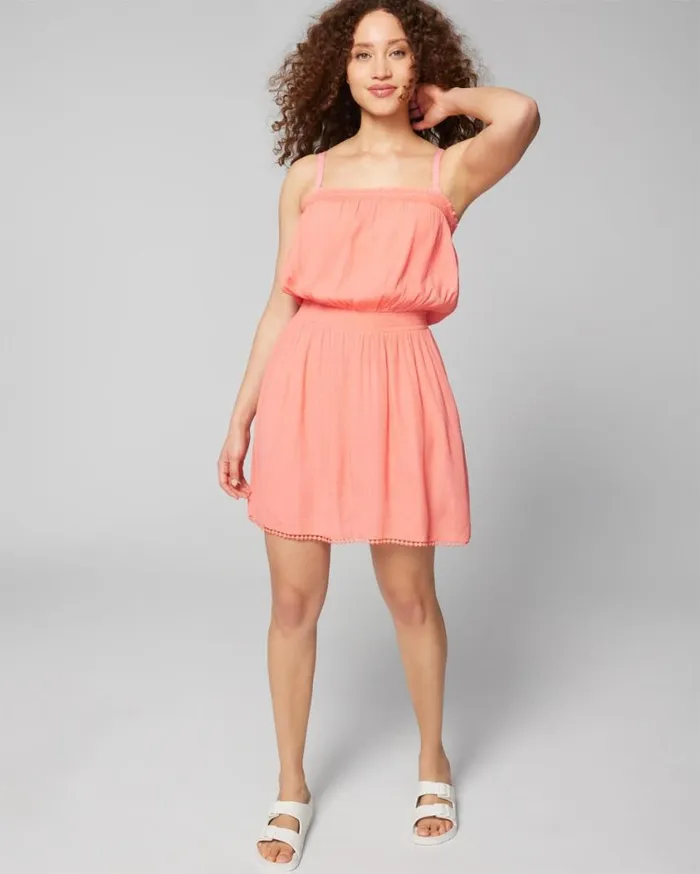 Soma Soma Swim Bandeau PomTrim CoverUp Shell Pink Women Swim