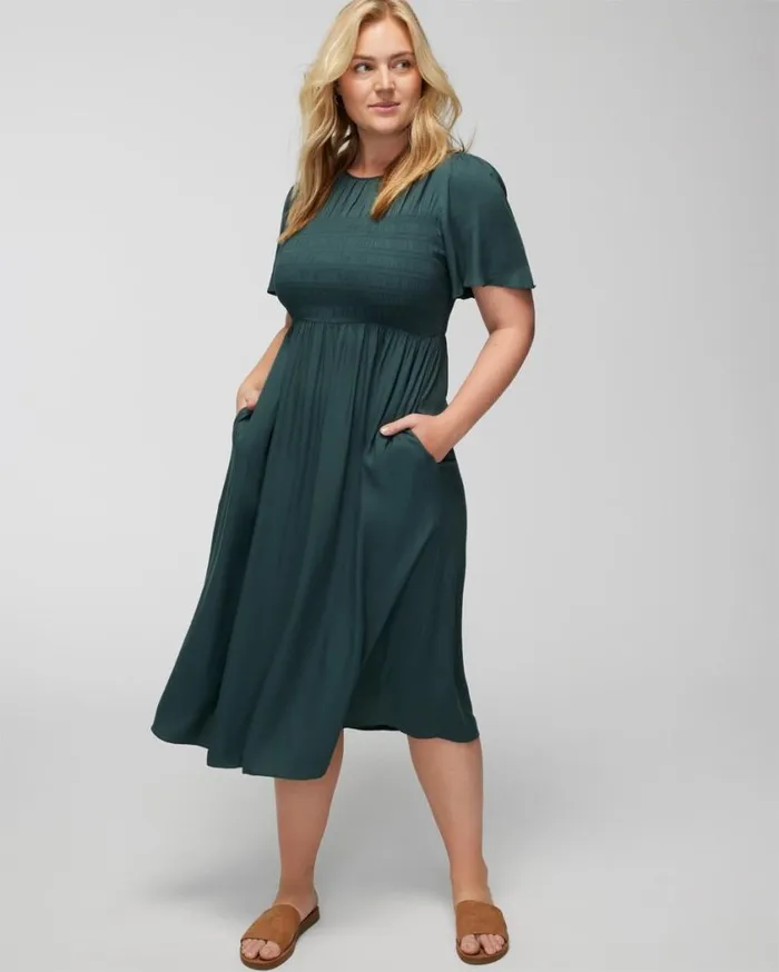 Soma Woven Flutter Sleeve Midi Bra Dress Woodland Women Midi Dresses