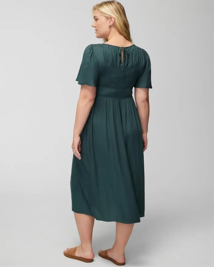 Soma Woven Flutter Sleeve Midi Bra Dress Woodland Women Midi Dresses