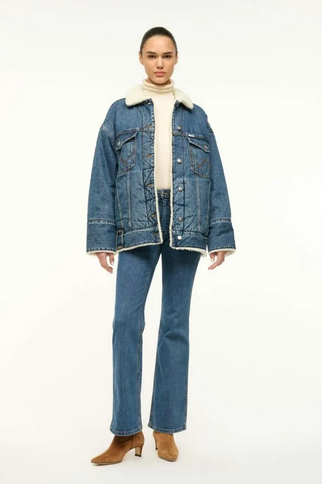 STAUD Denim WRANGLER REVERSIBLE BIGGEST JEAN JACKET Indigo Wash 8211 Women