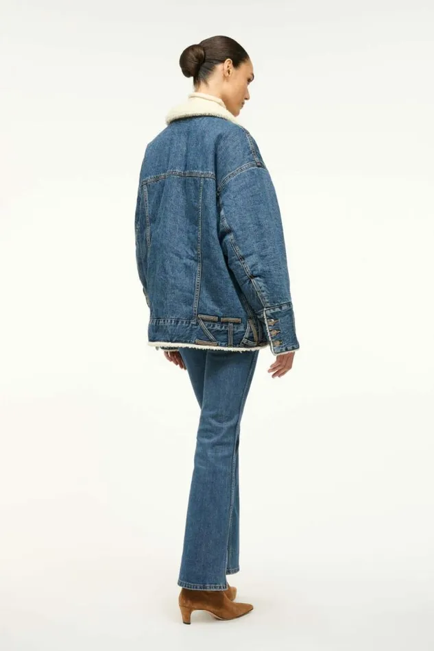 STAUD Denim WRANGLER REVERSIBLE BIGGEST JEAN JACKET Indigo Wash 8211 Women STAUD Denim WRANGLER REVERSIBLE BIGGEST JEAN JACKET Indigo Wash 8211 Women