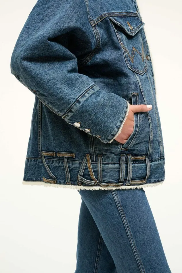 STAUD Denim WRANGLER REVERSIBLE BIGGEST JEAN JACKET Indigo Wash 8211 Women STAUD Denim WRANGLER REVERSIBLE BIGGEST JEAN JACKET Indigo Wash 8211 Women