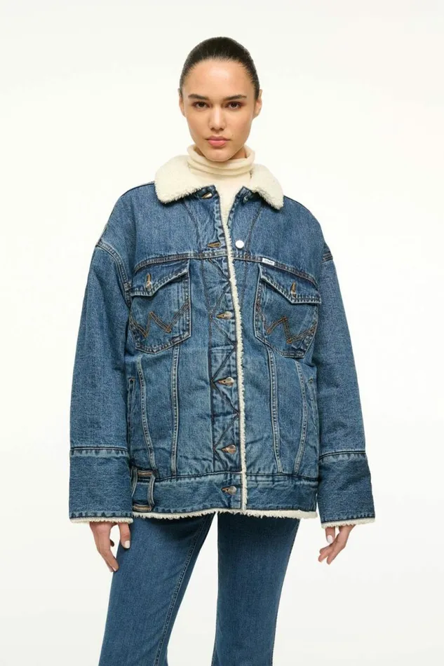 STAUD Denim WRANGLER REVERSIBLE BIGGEST JEAN JACKET Indigo Wash 8211 Women STAUD Denim WRANGLER REVERSIBLE BIGGEST JEAN JACKET Indigo Wash 8211 Women
