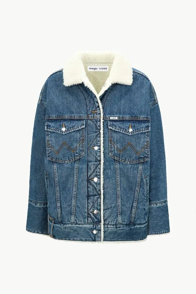 STAUD Denim WRANGLER REVERSIBLE BIGGEST JEAN JACKET Indigo Wash 8211 Women STAUD Denim WRANGLER REVERSIBLE BIGGEST JEAN JACKET Indigo Wash 8211 Women