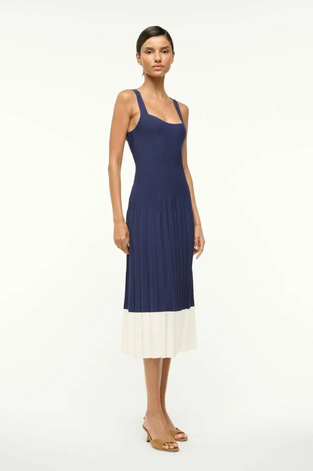 STAUD Dresses ELLISON DRESS Navy White 8211 Women STAUD Dresses ELLISON DRESS Navy White 8211 Women