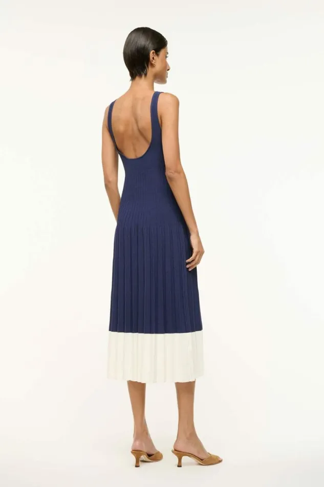 STAUD Dresses ELLISON DRESS Navy White 8211 Women STAUD Dresses ELLISON DRESS Navy White 8211 Women
