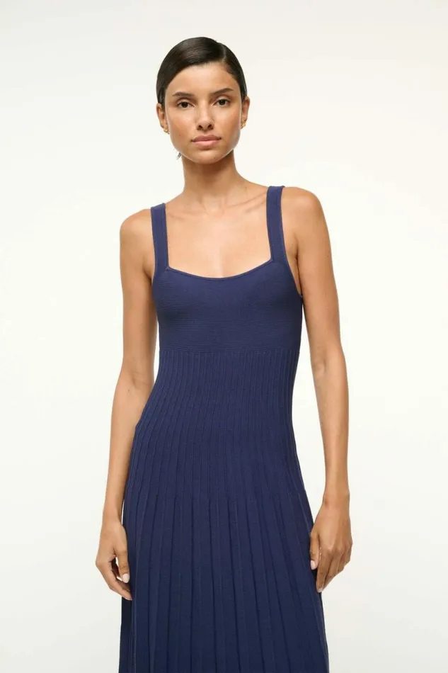 STAUD Dresses ELLISON DRESS Navy White 8211 Women STAUD Dresses ELLISON DRESS Navy White 8211 Women