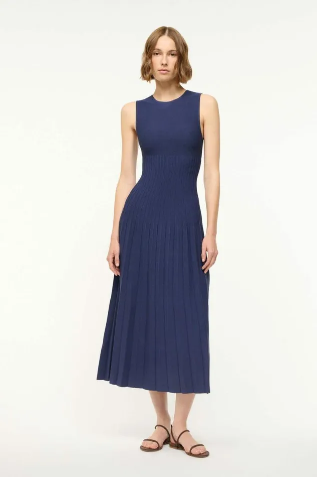 STAUD Dresses ELYSE DRESS Navy 8211 Women