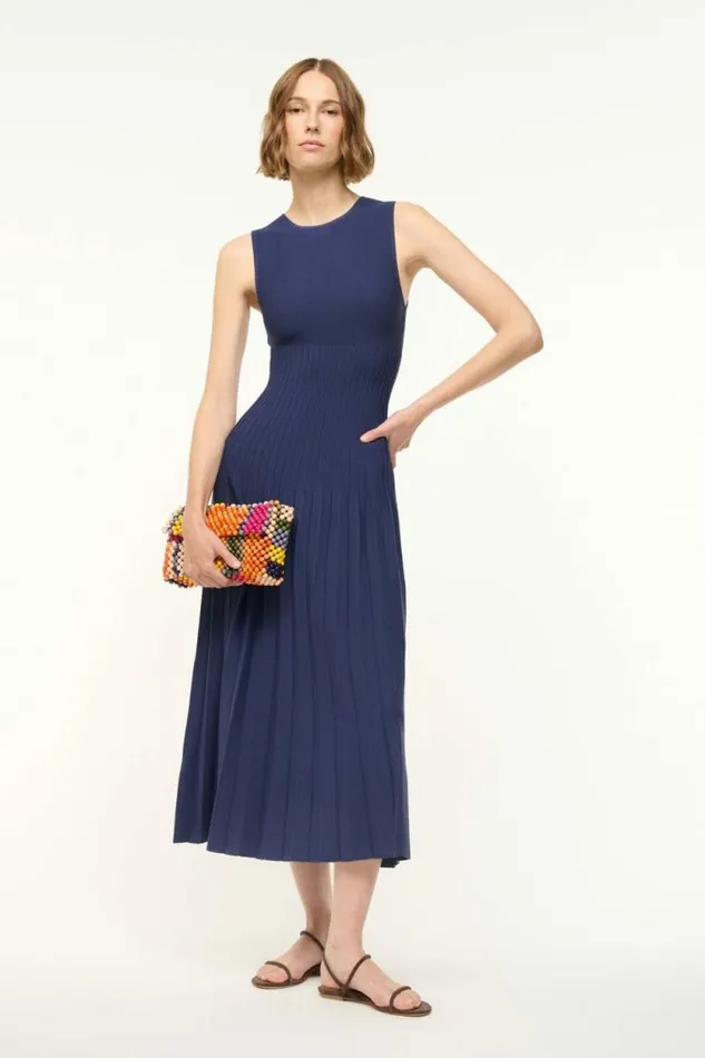 STAUD Dresses ELYSE DRESS Navy 8211 Women