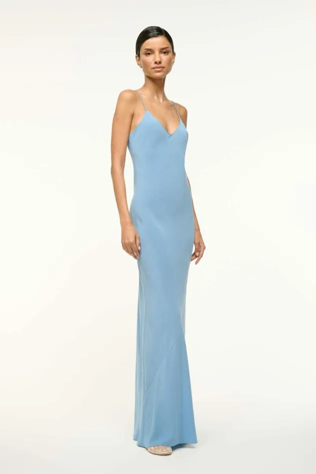 STAUD Dresses MILNER SILK SLIP DRESS Slate Blue 8211 Women