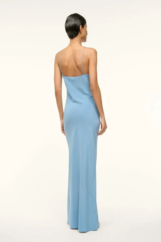 STAUD Dresses MILNER SILK SLIP DRESS Slate Blue 8211 Women STAUD Dresses MILNER SILK SLIP DRESS Slate Blue 8211 Women
