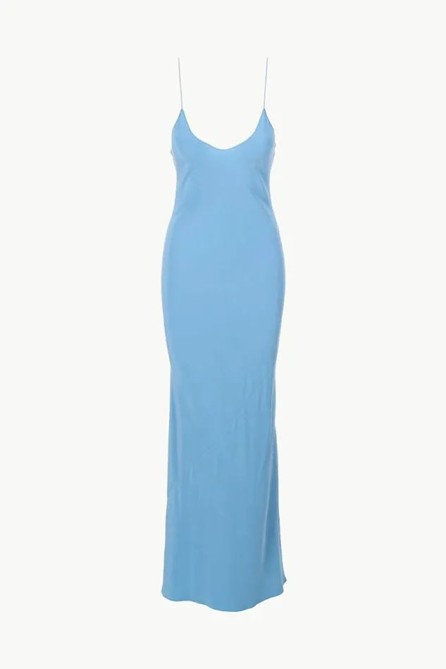 STAUD Dresses MILNER SILK SLIP DRESS Slate Blue 8211 Women STAUD Dresses MILNER SILK SLIP DRESS Slate Blue 8211 Women
