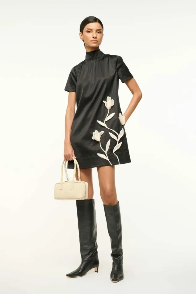 STAUD Dresses MINI ILANA DRESS Black Satin 8211 Women