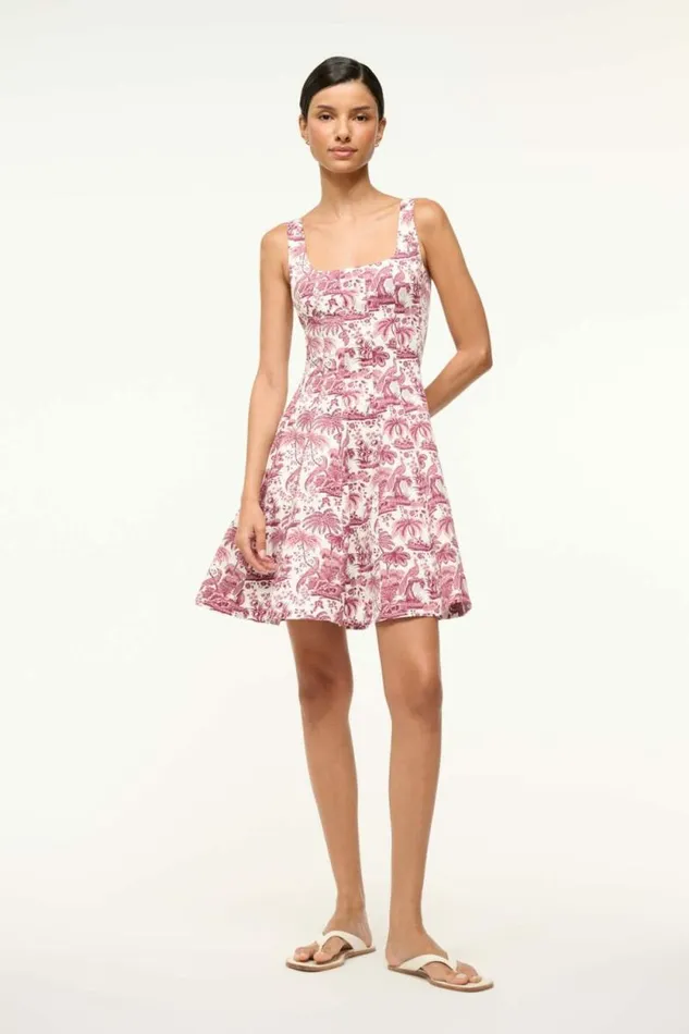 STAUD Dresses MINI WELLS DRESS Bordeaux Toile 8211 Women