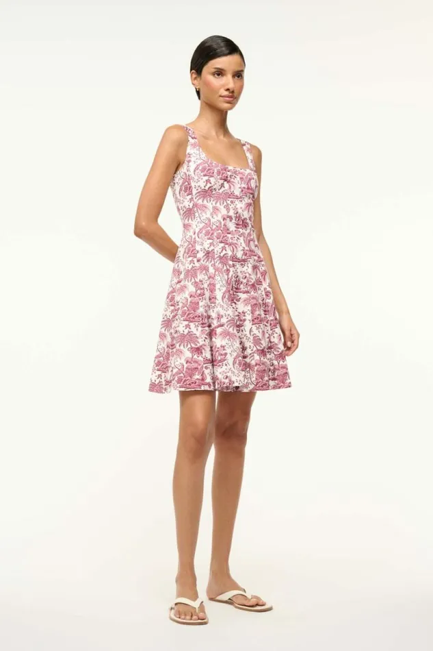 STAUD Dresses MINI WELLS DRESS Bordeaux Toile 8211 Women STAUD Dresses MINI WELLS DRESS Bordeaux Toile 8211 Women