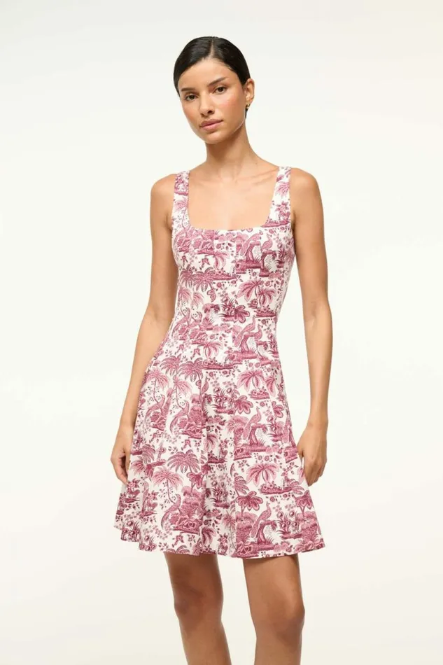 STAUD Dresses MINI WELLS DRESS Bordeaux Toile 8211 Women STAUD Dresses MINI WELLS DRESS Bordeaux Toile 8211 Women