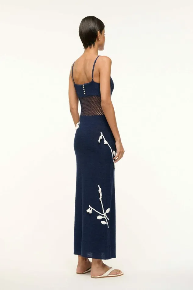STAUD Dresses TARA DRESS Navy White 8211 Women