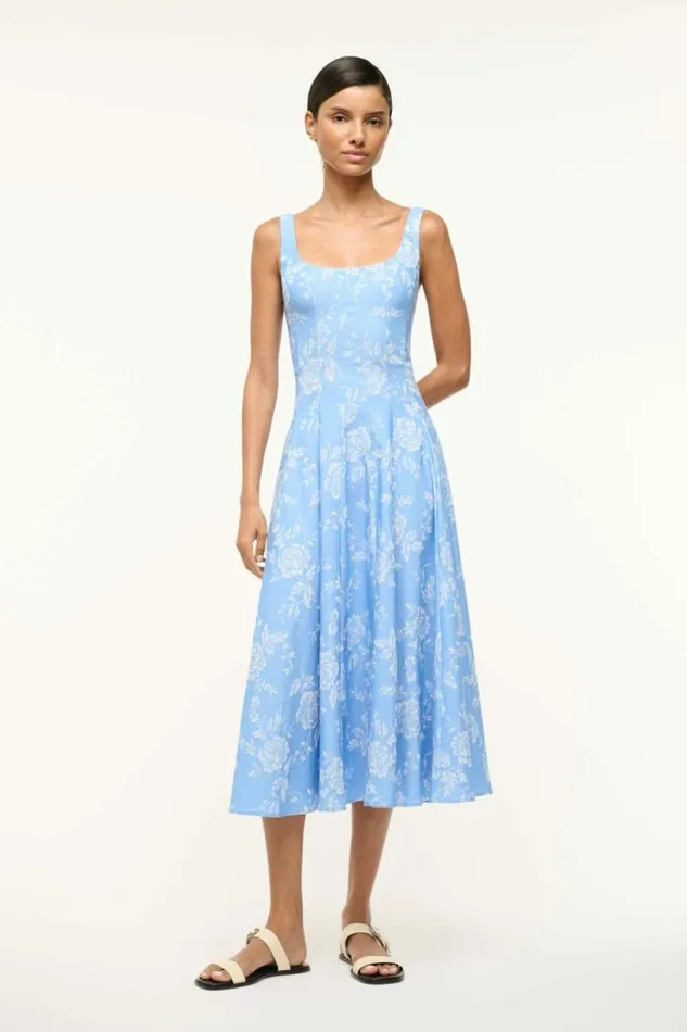 STAUD Dresses WELLS DRESS Blue Rose 8211 Women