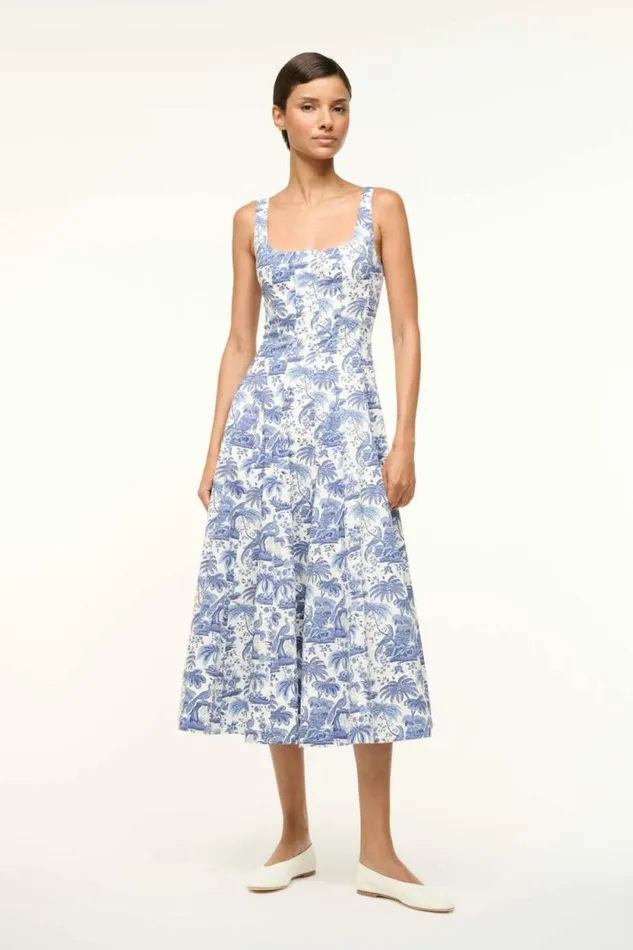 STAUD Dresses WELLS DRESS Blue Toile 8211 Women