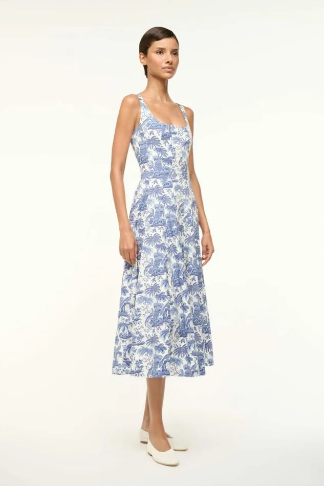 STAUD Dresses WELLS DRESS Blue Toile 8211 Women