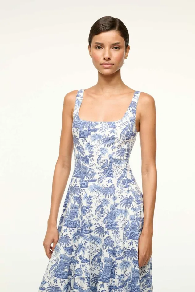STAUD Dresses WELLS DRESS Blue Toile 8211 Women