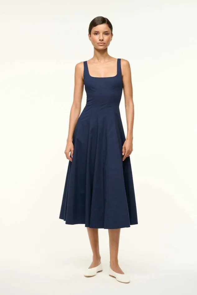 STAUD Dresses WELLS DRESS Navy 8211 Women