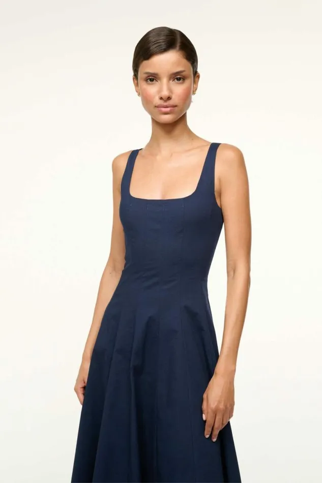 STAUD Dresses WELLS DRESS Navy 8211 Women
