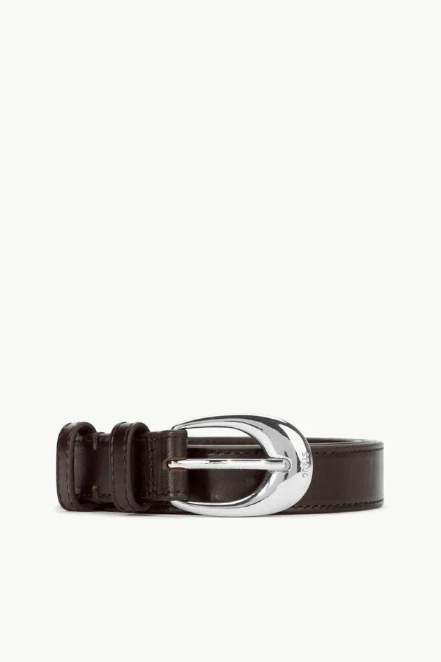 STAUD Essentials MOON BUCKLE BELT 8211 26MM Mahogany Silver 8211 Women