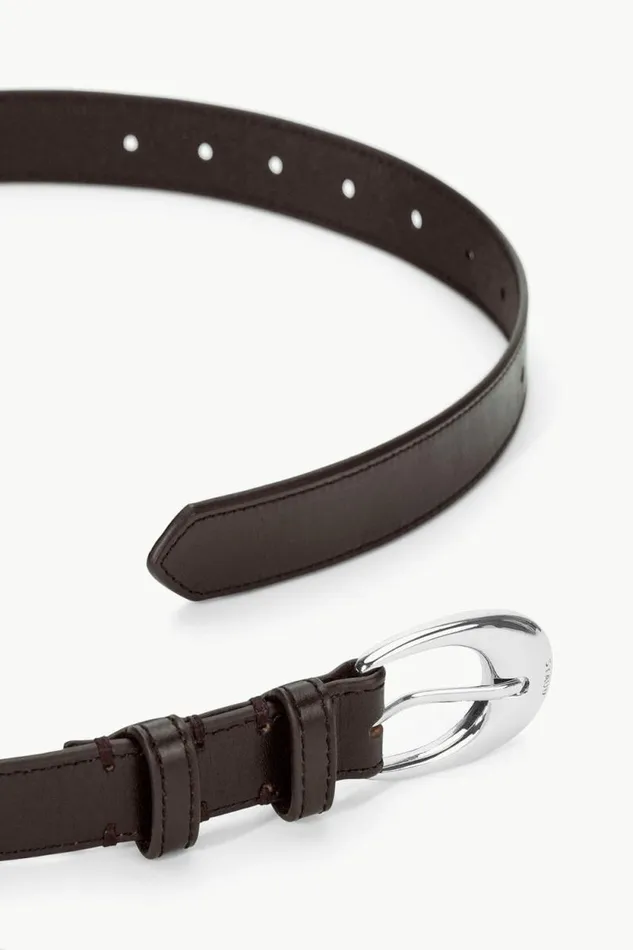 STAUD Essentials MOON BUCKLE BELT 8211 26MM Mahogany Silver 8211 Women