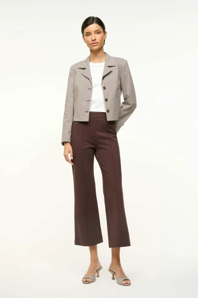 STAUD Outerwear and Jackets REGENCY JACKET Dark Chocolate Micro Check 8211 Women