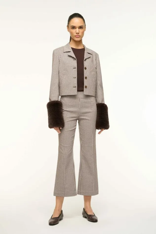 STAUD Outerwear and Jackets REGENCY JACKET Dark Chocolate Micro Check 8211 Women STAUD Outerwear and Jackets REGENCY JACKET Dark Chocolate Micro Check 8211 Women