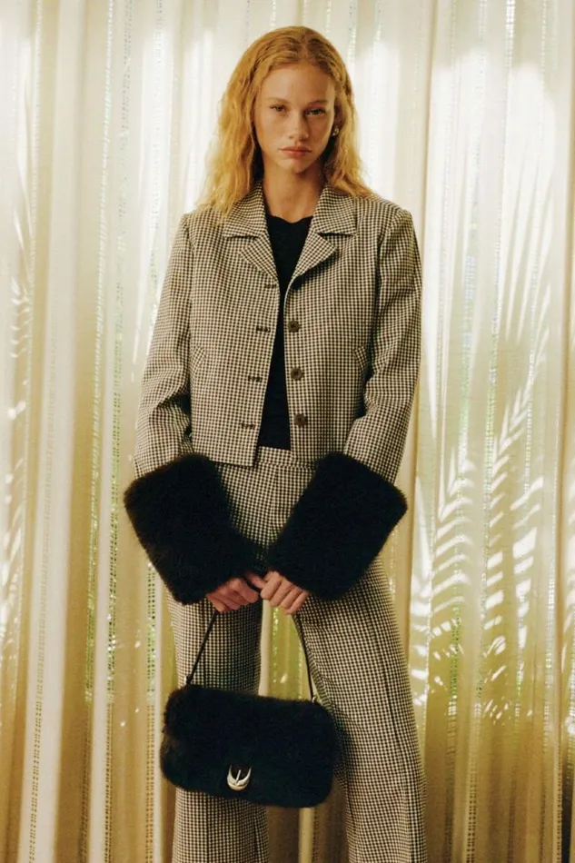 STAUD Outerwear and Jackets REGENCY JACKET Dark Chocolate Micro Check 8211 Women STAUD Outerwear and Jackets REGENCY JACKET Dark Chocolate Micro Check 8211 Women