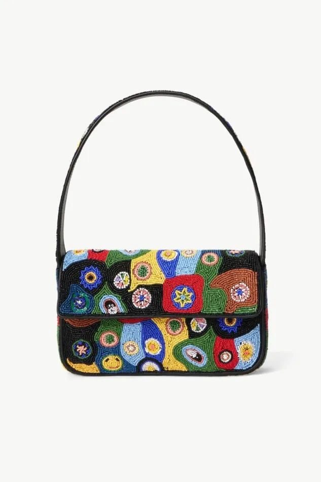 STAUD Shoulder TOMMY BEADED BAG Black Millefiori 8211 Women